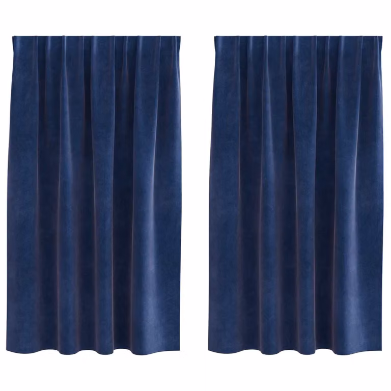 Set de 2 cortinas blackout de terciopelo vidaXL en azul, An: 140 cm, Al: 175 cm
