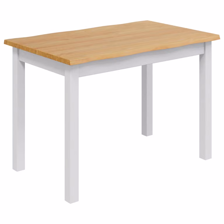 Mesa de comedor vidaXL EKAI de madera de pino lacada en blanco y negro, estilo industrial, rectangular, An/P/Al: 112 x 70 x 76,5 cm