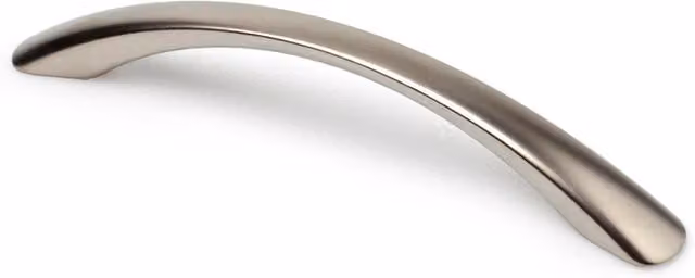 Tirador de mueble REI en zamak con acabado níquel bisú gris y plata, An/P/Al: 16,6 x 1,8 x 3 cm, distancia entre tornillos: 128 mm