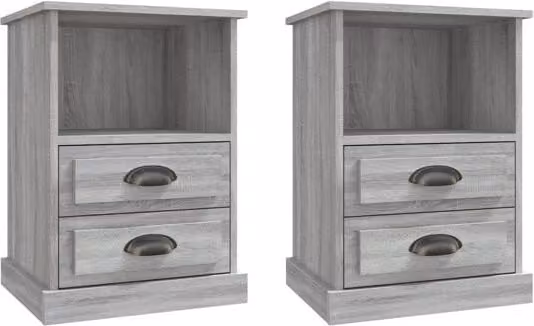 Set de 2 mesitas de noche vidaXL modernas de madera en color gris y marrón, montaje en pared, An/P/Al: 43 x 36 x 60 cm