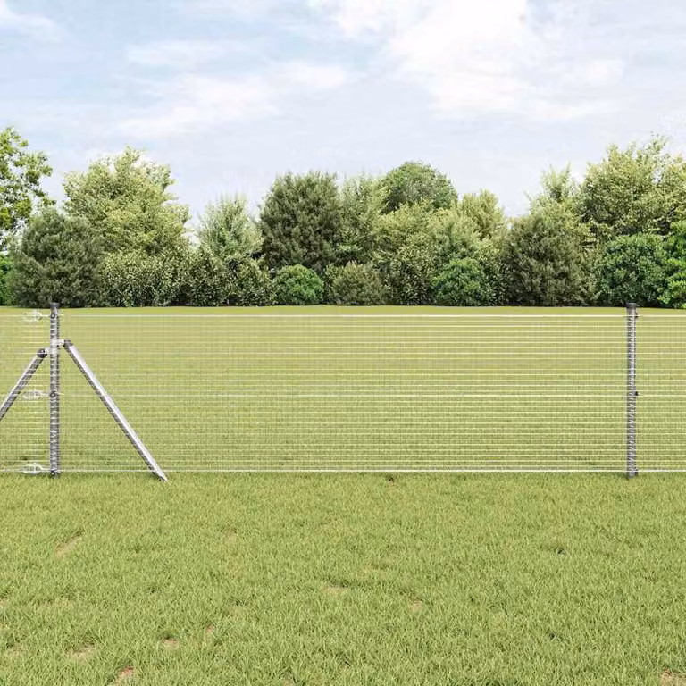 Valla de malla de alambre soldado Syfax en acero galvanizado color plata con fijación al suelo An/Al: 50 x 120 cm