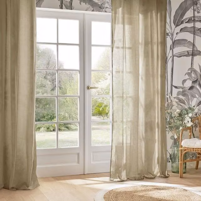 Visillo Atmosphera Paxta de lino beige con ojales An/Al: 135 x 240 cm