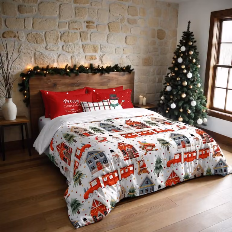 Funda nórdica de Navidad Decolores Home multicolor en poliéster, 200 x 200 cm