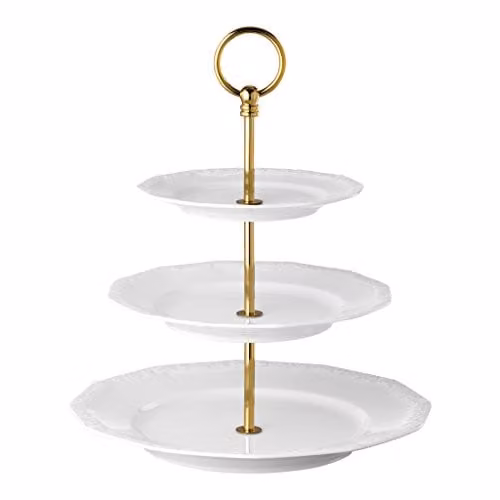 Bandeja para postres de tres alturas Rosenthal Maria en porcelana blanca de forma redonda