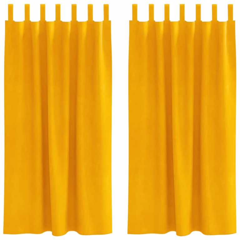 Set de 2 cortinas blackout de terciopelo vidaXL en color amarillo, An/Al: 140 x 175 cm