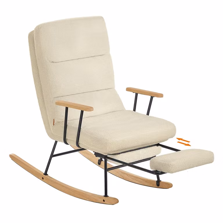 Silla Mecedora Reclinable SONGMICS HOME con Reposabrazos en Color Marrón y Beige