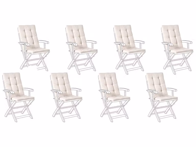 Conjunto de 8 cojines de asiento y respaldo Beliani en color beige con relleno de espuma y funda de poliéster resistente a los rayos UV