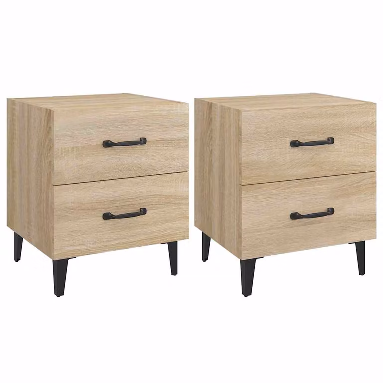 Set de 2 mesitas de noche vidaXL en color roble sonoma, An/P/Al: 40 x 35 x 47,5 cm