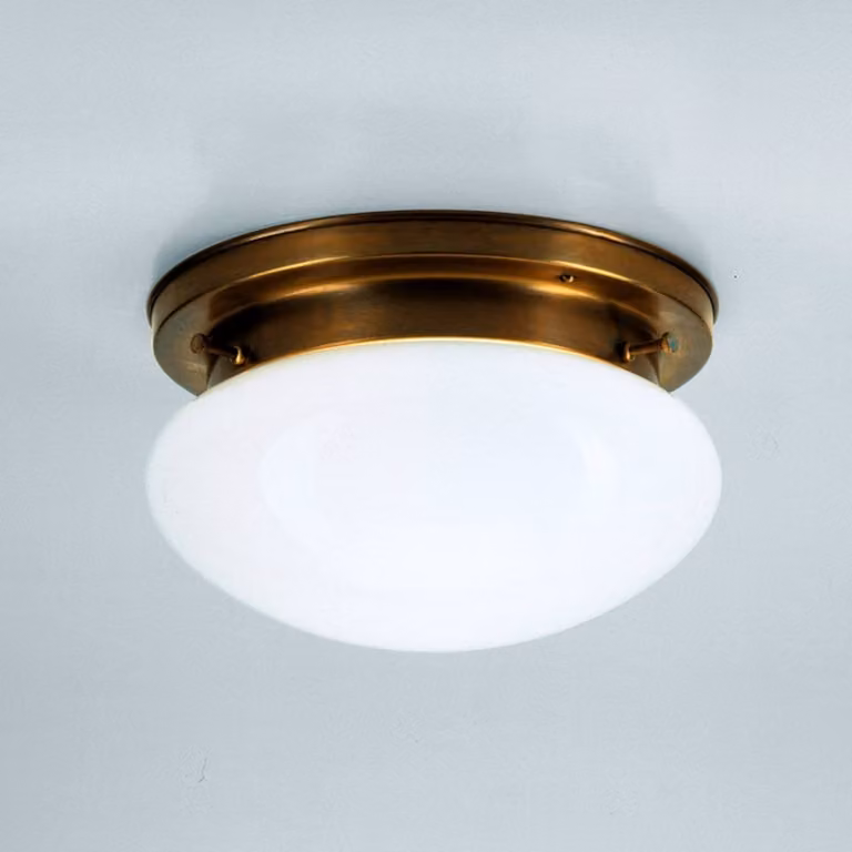 Lámpara de techo Harry de Berliner Messinglampen en latón y vidrio con opción de regulación de intensidad para salón o comedor