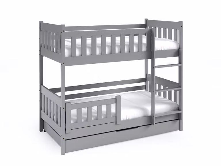 Litera de dos niveles Furnlux de madera maciza de pino color gris para niños An/P/Al: 160 x 80 x 168 cm
