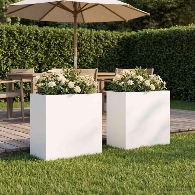 Set de 2 maceteros de jardín Maison Exclusive en color blanco, An/P/Al: 50 x 30 x 50 cm