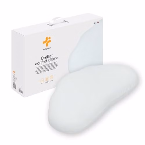Almohada ergonómica Inphysio Confort Ultime de espuma viscoelástica alemana de alta densidad con funda transpirable blanca, An/P/Al: 57 x 35 x 12 cm