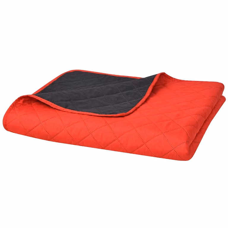 Cubrecama acolchado reversible vidaXL con diseño geométrico en rojo y negro, An/P: 230 x 260 cm