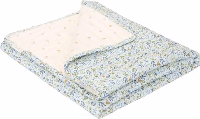Colcha reversible de algodón orgánico Little Dutch Forest Adventure & Treasure para cuna, multicolor y blanco