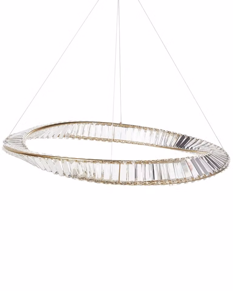 Lámpara de araña LED moderna Beliani en metal dorado y cristal con altura ajustable