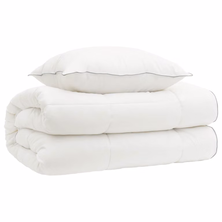 Juego de edredón y almohada vidaXL de 2 piezas en color blanco, confeccionado con lana nueva y microfibra, apto para todas las estaciones, An/P/Al: 155 x 200 cm