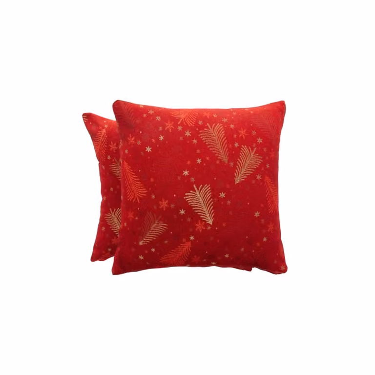 Lote de 2 fundas de cojín navideñas Gamusi de jacquard en algodón y poliéster, color rojo, 45 x 45 cm