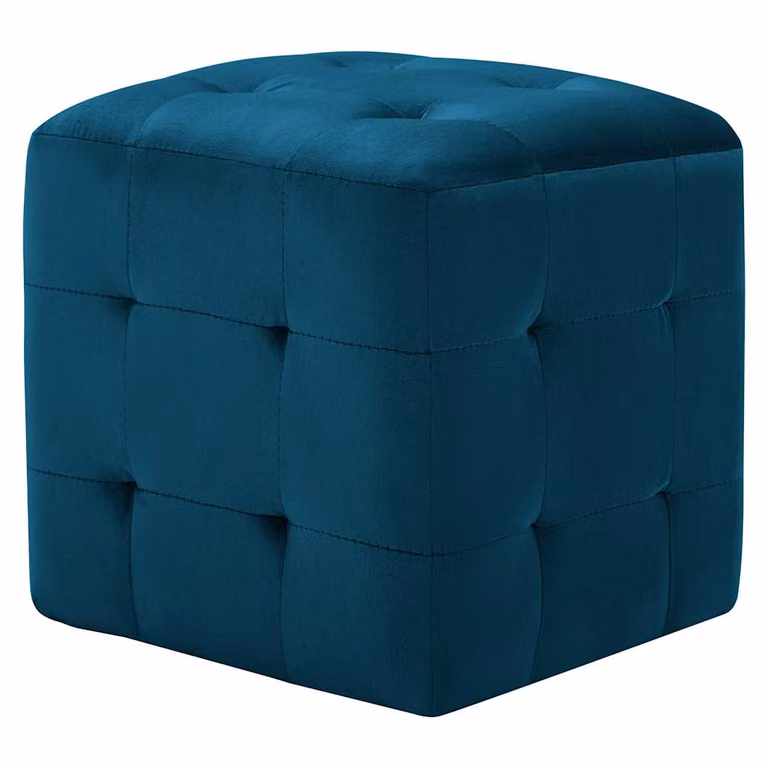Set de 2 pufs modernos de terciopelo azul vidaXL, An/P/Al: 30 x 30 x 30 cm