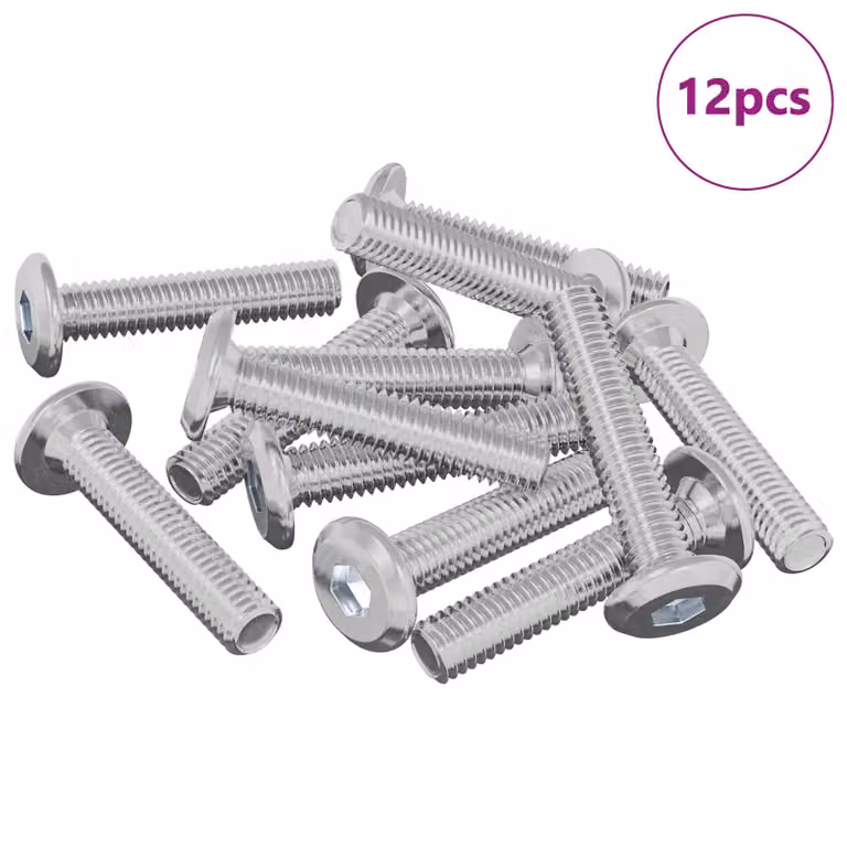 Set de 12 tornillos de bloqueo de acero inoxidable vidaXL, color plateado, M6 x 30 mm