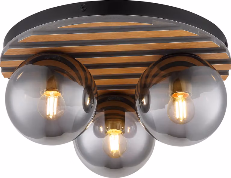 Lámpara de techo Globo 54343-3 con casquillo E27 y protección IP20 en color marrón y cristal transparente