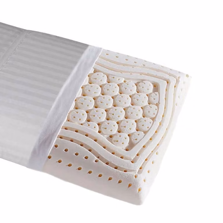 Almohada de látex Colchones Aznar blanca con micro-alvéolos, transpirable y antibacterial, firmeza media-alta, An/P/Al: 135 x 40 x 14 cm