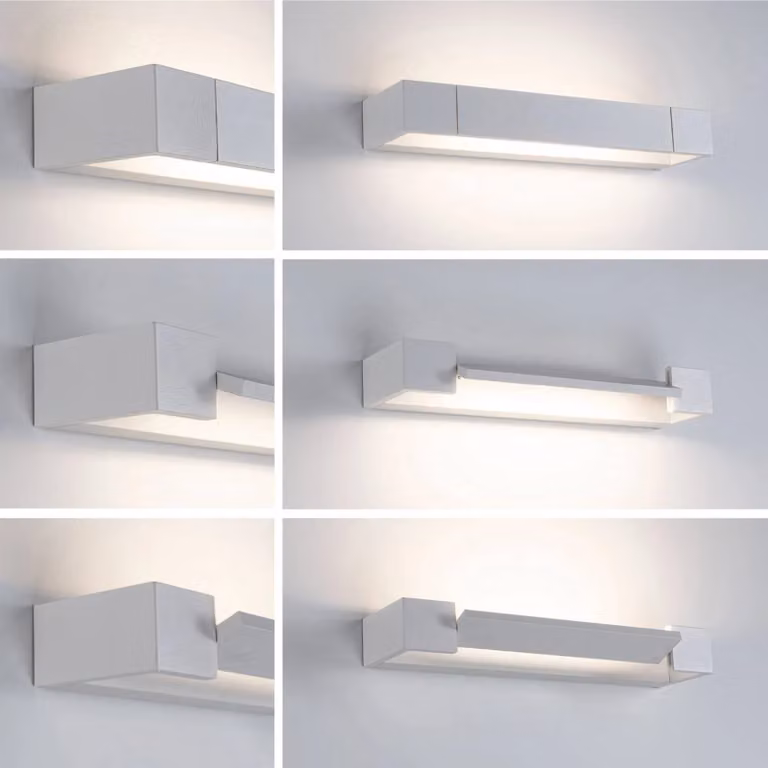 Aplique de pared LED Paulmann Lucille, diseño moderno en aluminio blanco para baño, regulable y con luz blanca cálida