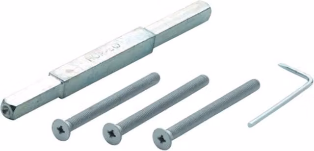 Conjunto de montaje Hoppe para puertas de 82-87 mm con tornillo M6x95 mm y pasador de 165 mm, acabado galvanizado color plata