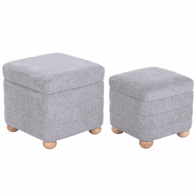 Conjunto de 2 reposapiés NIYLO de poliéster gris An/P/Al: 43 x 43 x 40 cm
