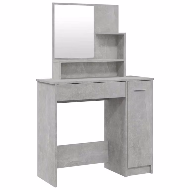 Tocador con espejo vidaXL en color gris, An/P/Al: 86,5 x 35 x 136 cm