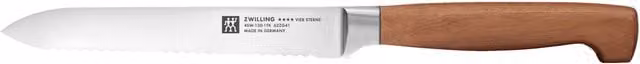Cuchillo multiusos Zwilling Vier Sterne Wood de acero inoxidable con mango de madera en color marrón y plata, 13 cm
