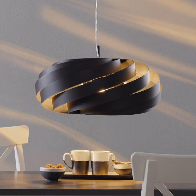 Lámpara colgante Vento de Domiluce en metal negro, atenuable y de estilo moderno para salón o comedor