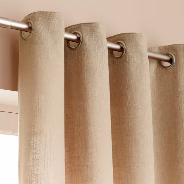 Cortina translúcida Ornami de algodón beige y plata, An/Al: 140 x 250 cm