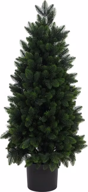Abeto artificial Mendler para Navidad en color verde y negro, árbol decorativo de mesa con base de hormigón y plástico, Altura: 85 cm