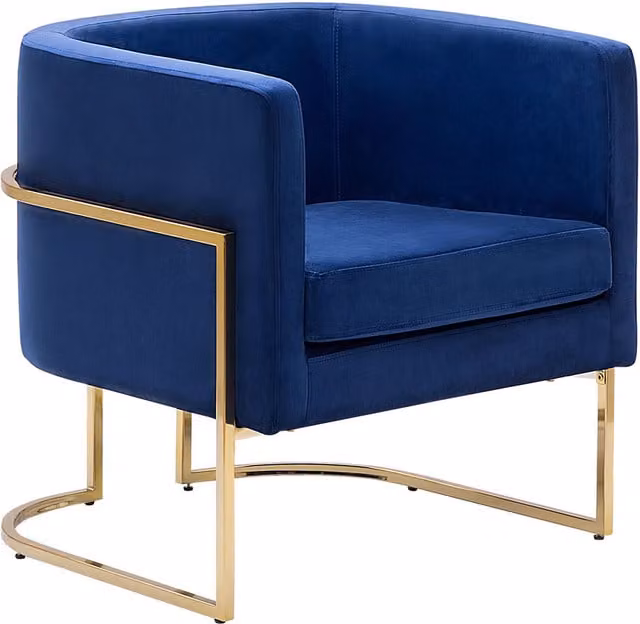 Sillón Sirkka de Beliani en terciopelo azul oscuro y metal dorado para salón o dormitorio