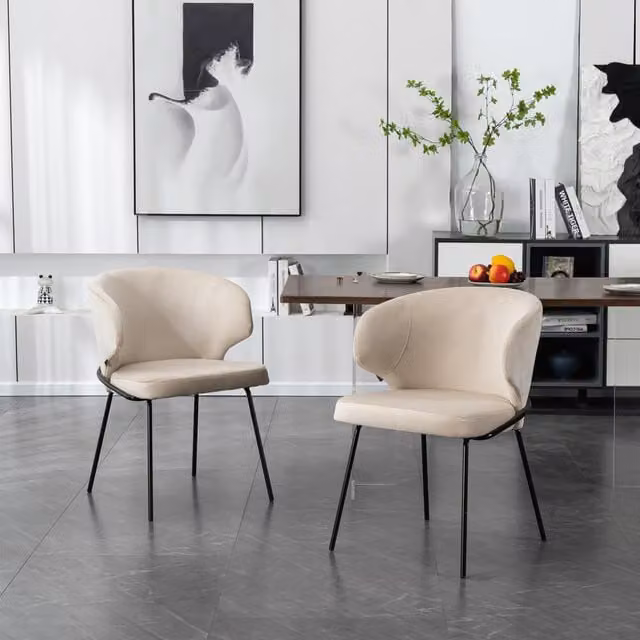 Set de 6 sillas de comedor Amara de Home Deluxe en terciopelo beige con estructura de metal