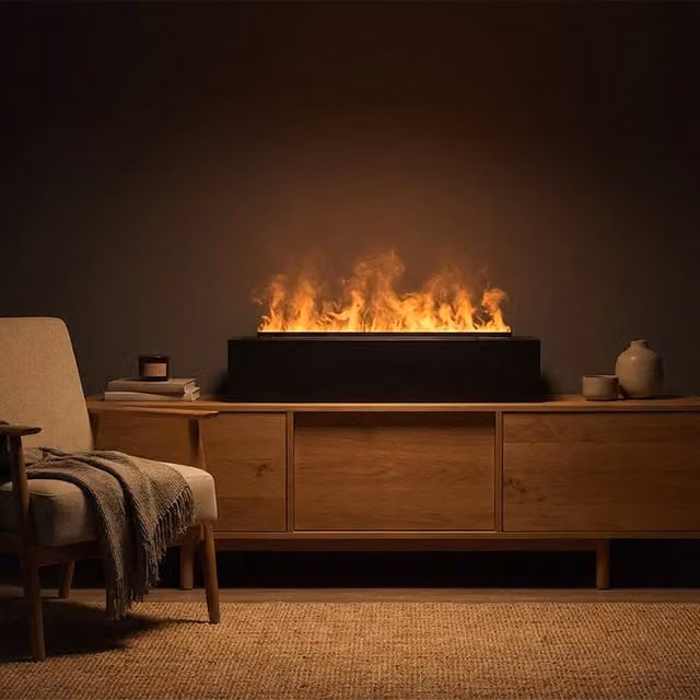 Chimenea LED de vapor de agua de sobremesa ODENA Home Deluxe en color negro y multicolor con estructura de metal