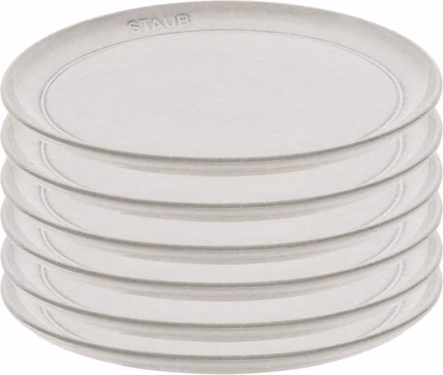 Set de 6 platos llanos Staub de cerámica en color blanco, diámetro: 26 cm