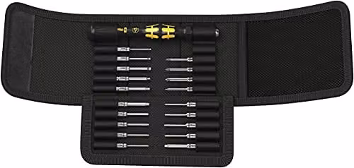 Juego de herramientas Wera Kraftform Kompakt Micro-set Esd/20 de 20 piezas en negro y plata