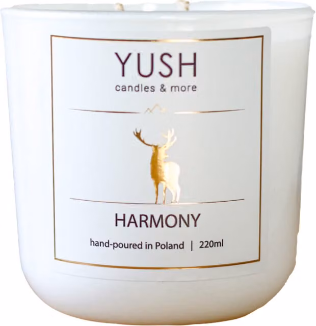 Vela de soja Harmony de Yush con aroma a rosa, ruibarbo y piña, 220 ml