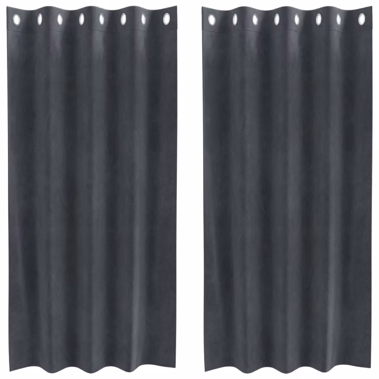 Set de 2 cortinas blackout de terciopelo vidaXL en gris, An/Al: 140 x 175 cm