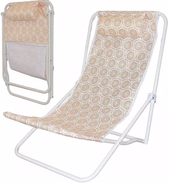 Tumbona Confort XQMAX Plegable de Color Naranja con Reposacabezas Ajustable y Estructura de Acero