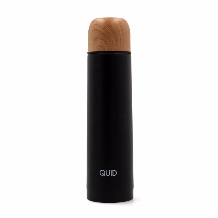 Termo para líquidos Quid de acero inoxidable color negro con tapón de madera de 0,543 l