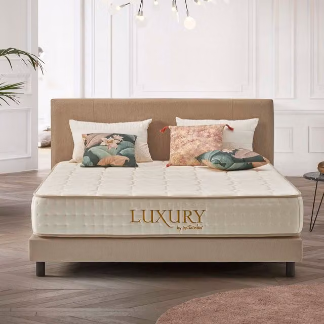 Colchón híbrido de alta gama Naturalex con muelles ensacados, espuma viscoelástica y blue latex, reversible, color blanco, An/P/Al: 200 x 140 x 26 cm