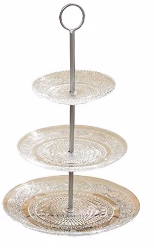 Bandeja de vidrio transparente Boltze Relief de 25 cm de diámetro y 35 cm de altura