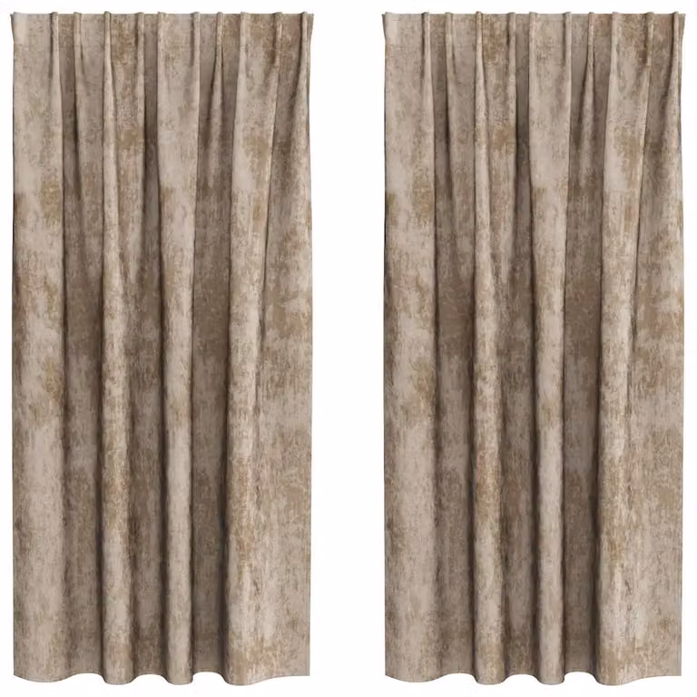Set de 2 cortinas de terciopelo opacas vidaXL en color beige con aislamiento térmico, An/Al: 140 x 175 cm