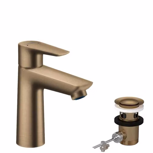 Grifo monomando de lavabo Hansgrohe Talis E 110 con vaciador automático en bronce cepillado
