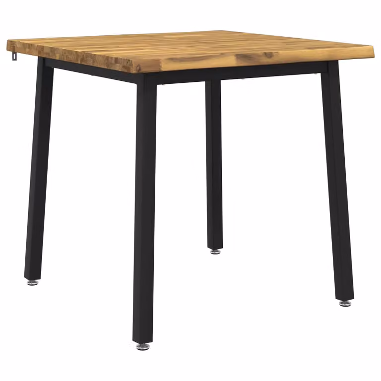 Mesa cuadrada moderna de madera de acacia sólida vidaXL en blanco y negro An/P/Al: 80 x 80 x 75 cm