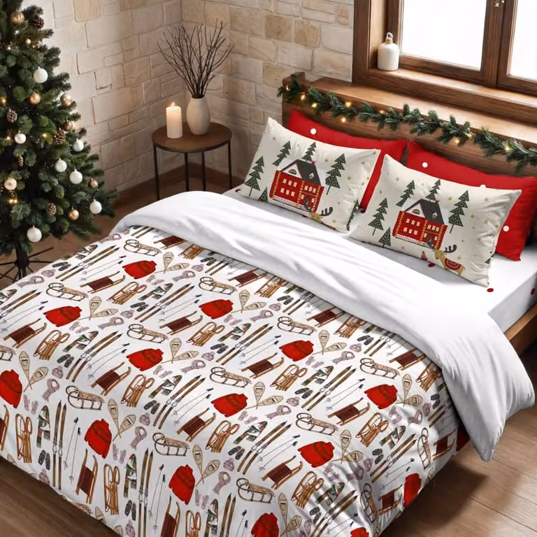 Funda nórdica de Navidad multicolor en poliéster An/P/Al: 240 x 220 cm