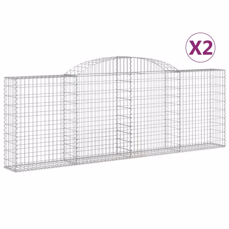 Set de 2 cestas de gaviones videx en acero galvanizado color gris y plata, An/P/Al: 300 x 30 x 100/120 cm