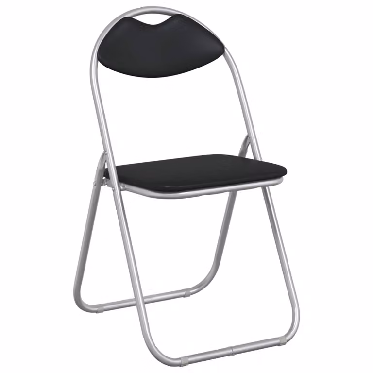 Set de 8 sillas plegables vidaXL en cuero sintético negro y gris